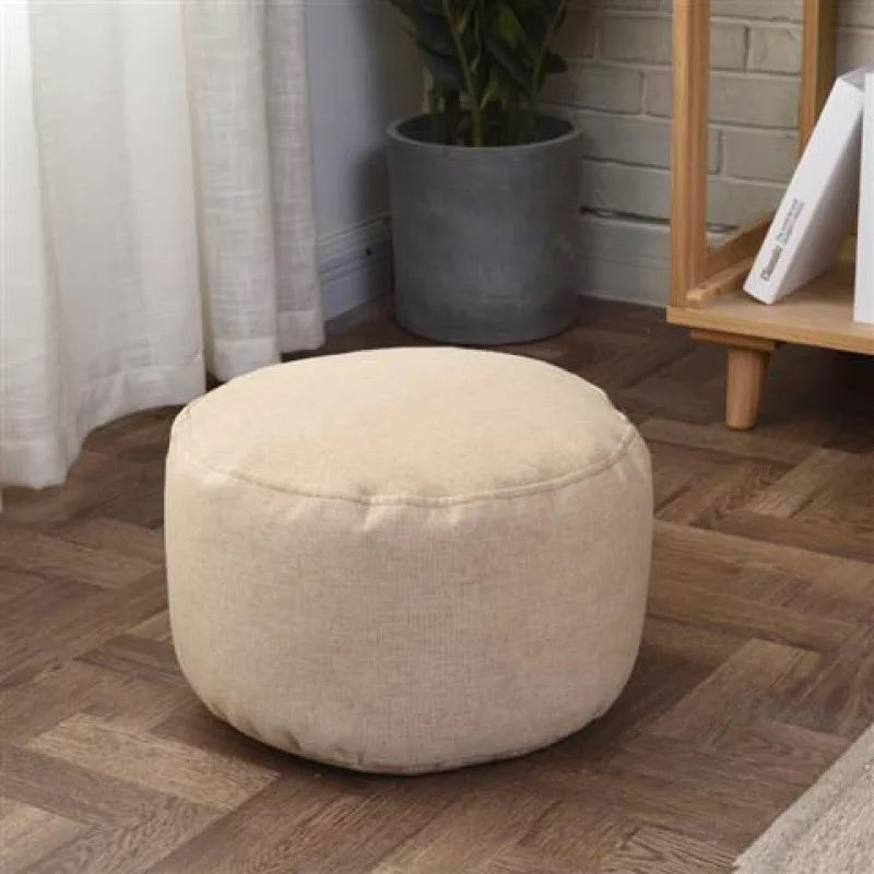 Linen Bean Bag Chair with Filling Beanbag Pouf Ottoman Footstool Tatami Round Stool Futon Puff Relax Lounge Furniture