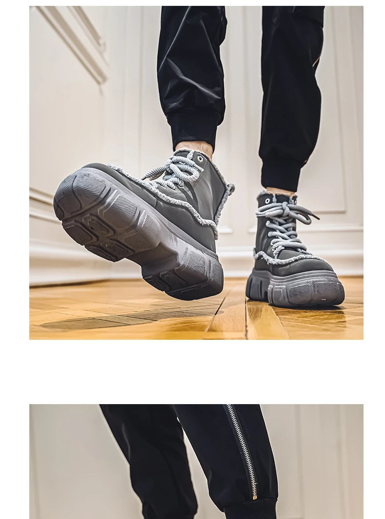 New Style Winter Retro Men's Ankle Tooling Boots High Quality Designed Casual Outdoor Mans Boot Platform British Style Men Shoes
