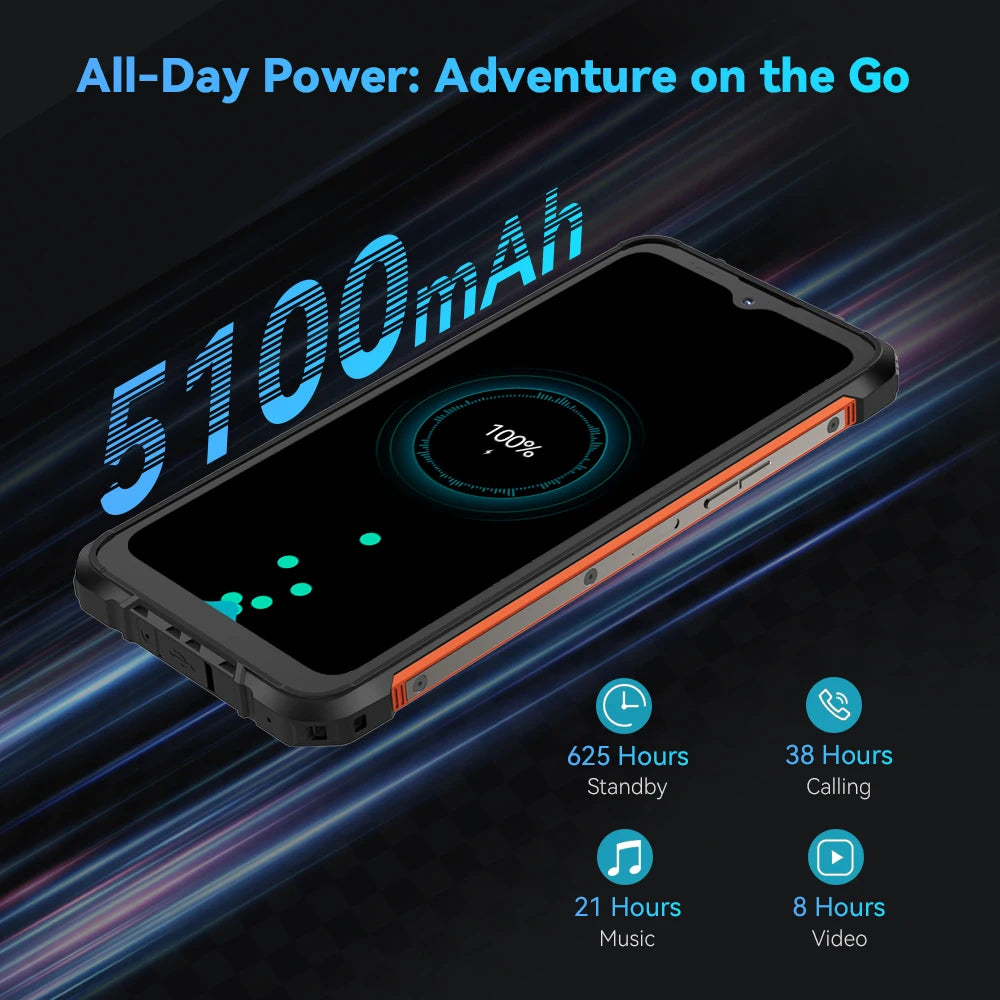 Cubot KingKong ACE 2 Ultra-thin Rugged Smartphone Android 14 16GB RAM(6GB+10GB),+128GB ROM 6.56" 90Hz Screen NFC Cell Phone