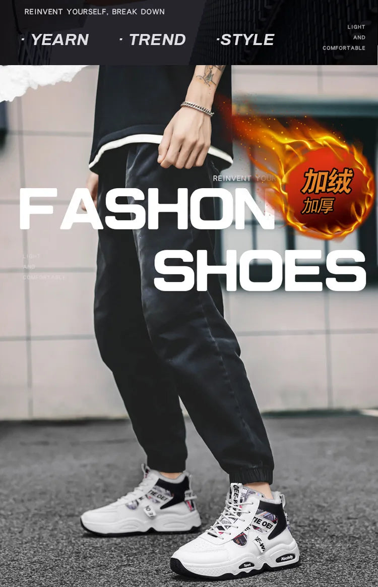Mens Luxury Sneakers 2024 Winter Warm Platform Boots Mens Stylish Plus Velvet Designer Shoes Comfortable High Top Sports Boots