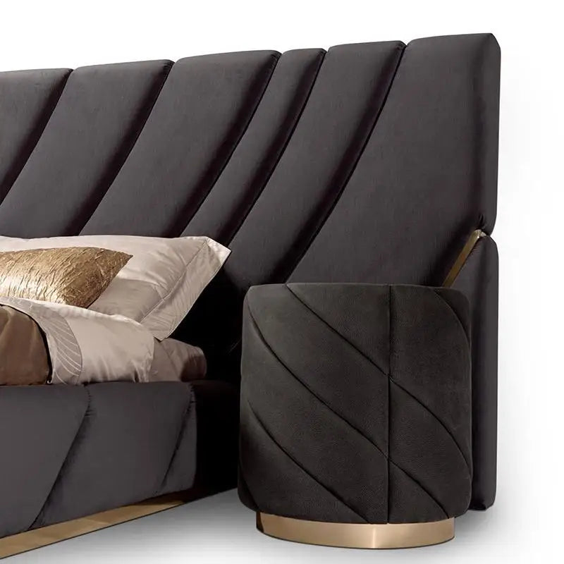 High-End Double Bed Modern Bedroom Furniture Set Villa Home Furniture Black King/Queen Size Bed Customizable Bedroom Bed Frame