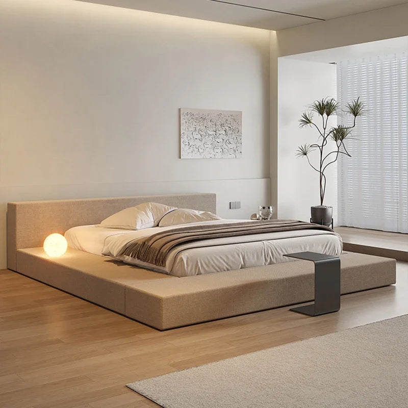 Japanese Minimalist Bed Tatami Cream Fashionable High Quality Modern Bed Wedding Confortable Double Muebles Bedroom Furniture