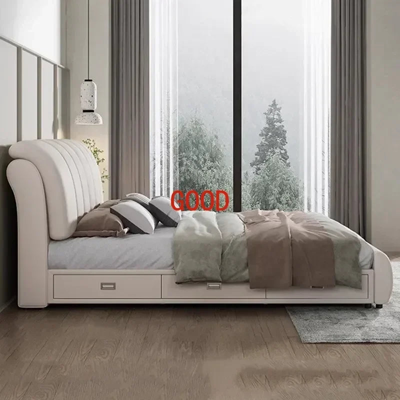 Luxury Nordic Double Bed Organiser Drawers Multifunctional Bedroom Bed Queen Size Cama Elastica Pula Pula Home Furniture