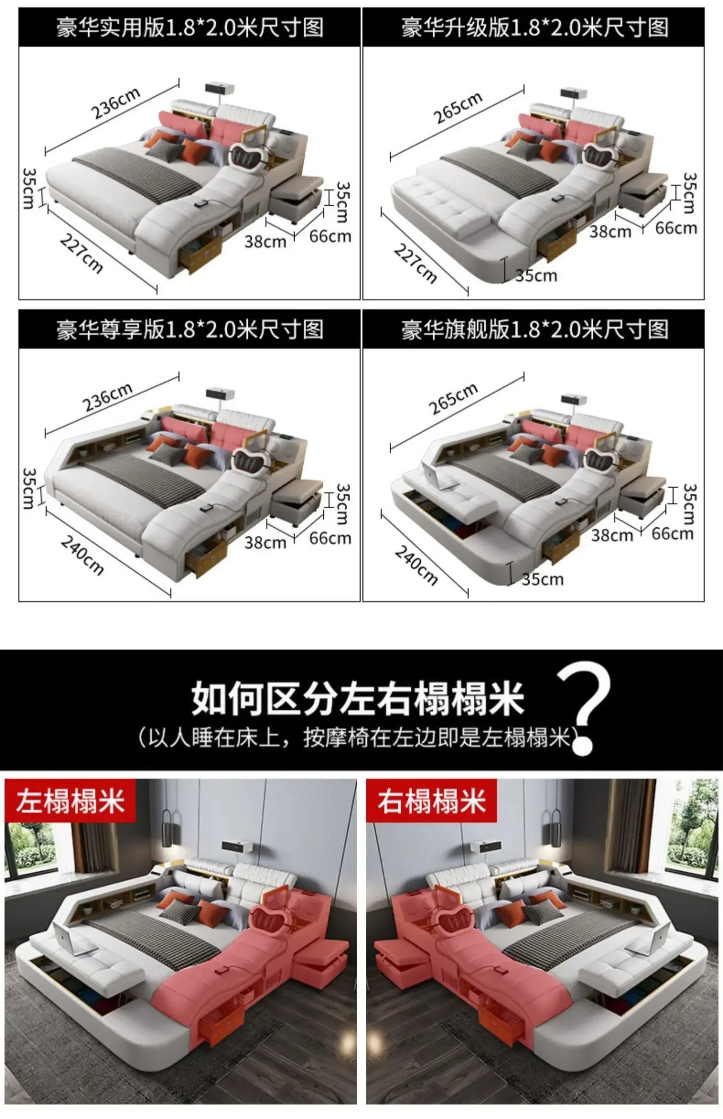 Queen Size Storage Double Bed Aesthetic Nordic Master Modern King Double Bed Multifunctional Smart Cama Casal Room Furniture