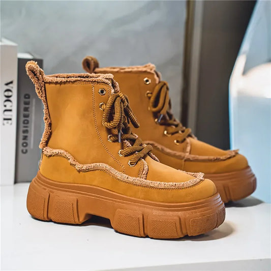 New Style Winter Retro Men's Ankle Tooling Boots High Quality Designed Casual Outdoor Mans Boot Platform British Style Men Shoes