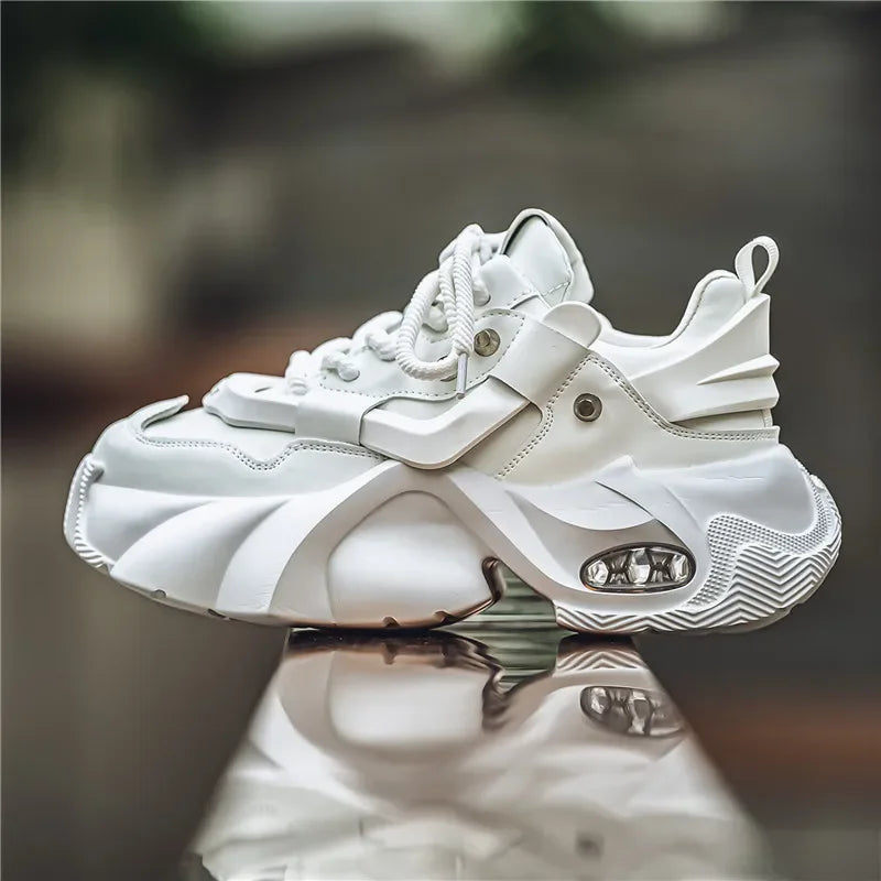 Fashion Thick Bottom Men's Casual Shoes New Rock Style Designer Platform Breathable Big Head Leather Male Sneakers Sport Shoes