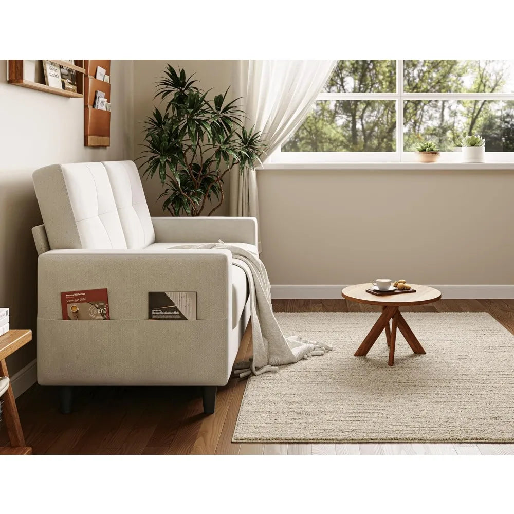 Loveseat Sofa W/armrests & backrests, 53" Small Spaces 2 Seater Mini Couch for Apartment, Office & Living Room, Living Room Sofa