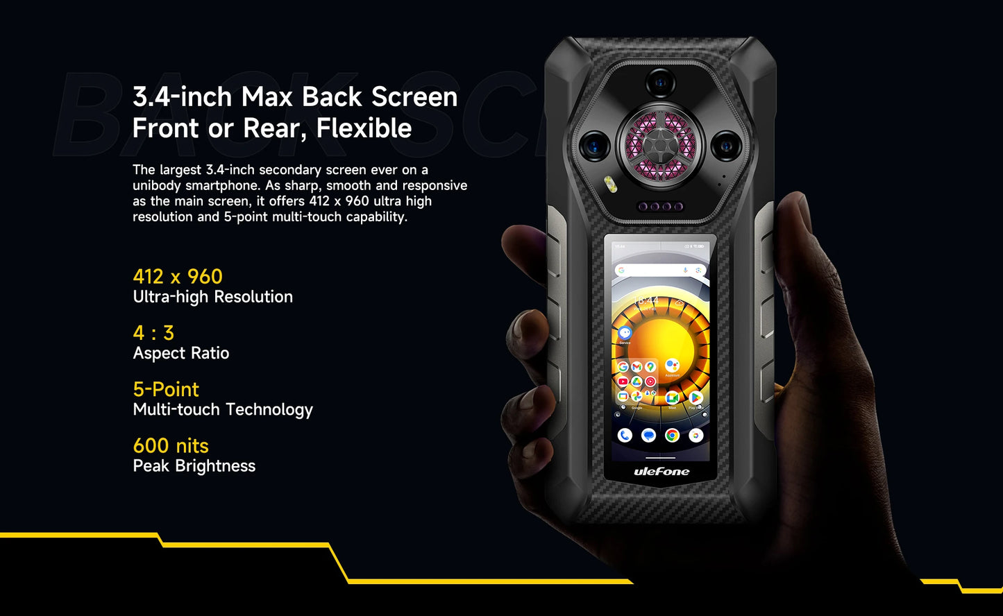 Ulefone Armor 30 Pro 5G Rugged Phone Android 14 Smartphone 6.95" 120Hz 32GB+512GB 12800mAh Night Camera 64MP NFC