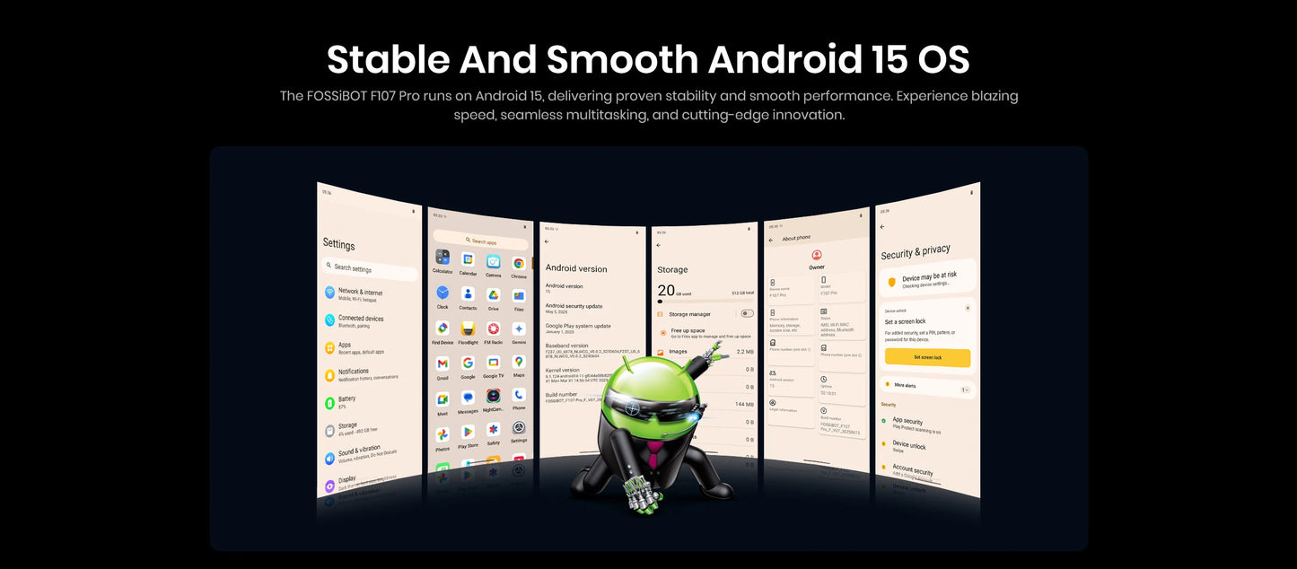 FOSSiBOT F107 PRO Rugged Smartphone Android 15 OS,30GB(12+18)+512GB ROM,6.95"FHD+ 5G Mobile Phone 28000mAh Battery,NFC/Face ID