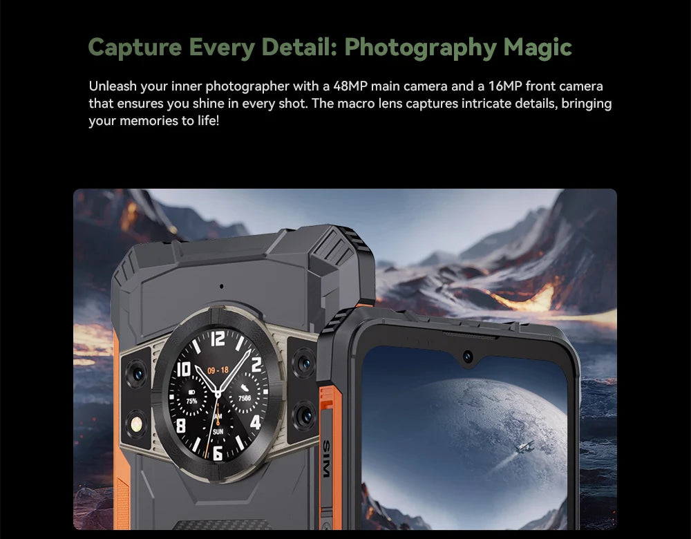 Cubot KingKong ACE 2 Ultra-thin Rugged Smartphone Android 14 16GB RAM(6GB+10GB),+128GB ROM 6.56" 90Hz Screen NFC Cell Phone