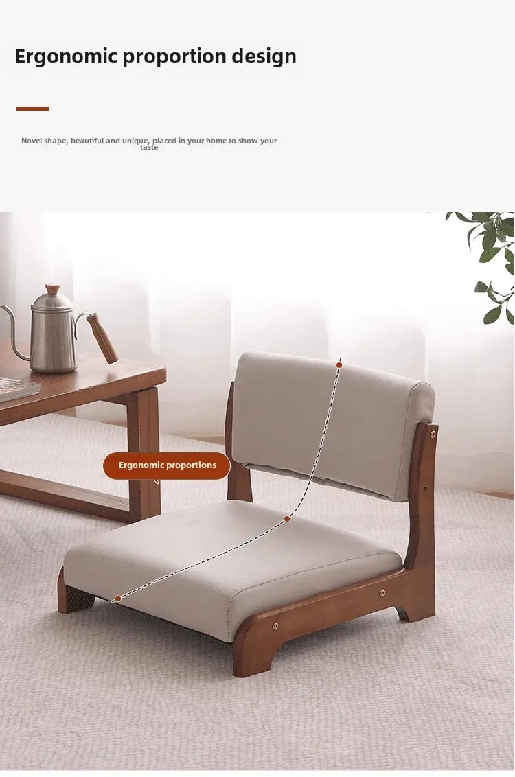 Japanese Tatami Chair Backrest Solid Wood Bed Legless Seat Bay Window Single Lazy Sofa Floor Chair Bedroom Sitting Furniture