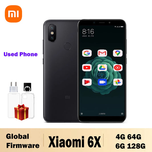 Global Versoin Xiaomi Mi 6X smartphone 20 million pixels celular googleplay Fingerprint Octa-core Global Rom 4G used phone