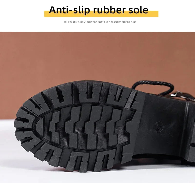 Winter Women's Boots 2024 New Lace Up Boots for Womens Fashion Thick Heel Side Zipper Ankle Boots Warm Female Motorcycle Shoes
