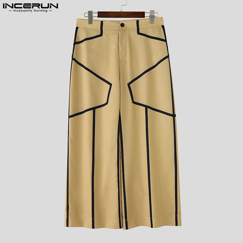 Fashion Print Men Wide Leg Pants Summer Spring Bottoms INCERUN Casual Pants Streetwear Oversize S-5XL Trousers Men's Clothing