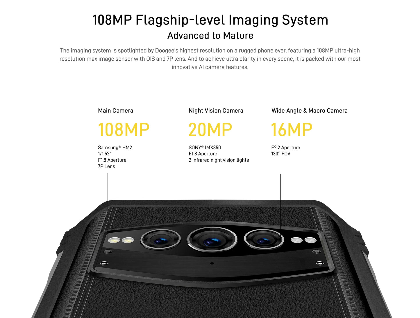 DOOGEE S100 12GB 256GB Flagship Smartphone 10800mAh 66W Fast Charge 108MP Rugged Mobile Phone 6nm Octa Core Android 12 Cellphone