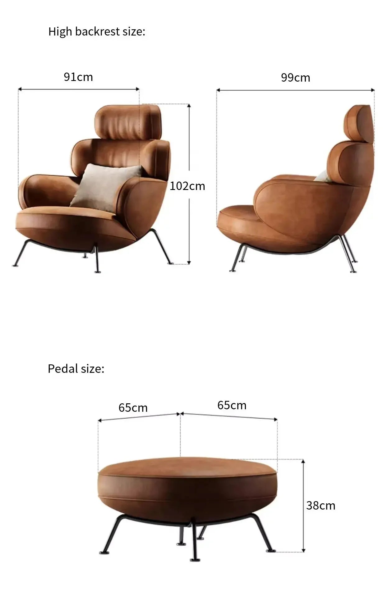 Leather Simple Living Room Chairs Brown Italian Hotel Salon Lounge Chairs Armchair Puffs Designer Fauteuils De Salon Furniture