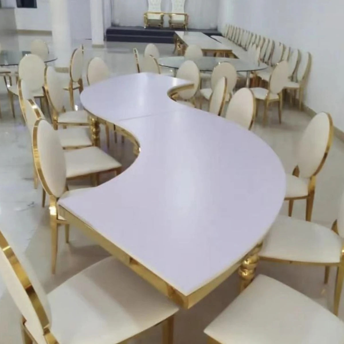 100pcs）Modern Restaurant Wedding Party Chairs plastic Stackable Hotel Gold Chiavari Chairs 1149