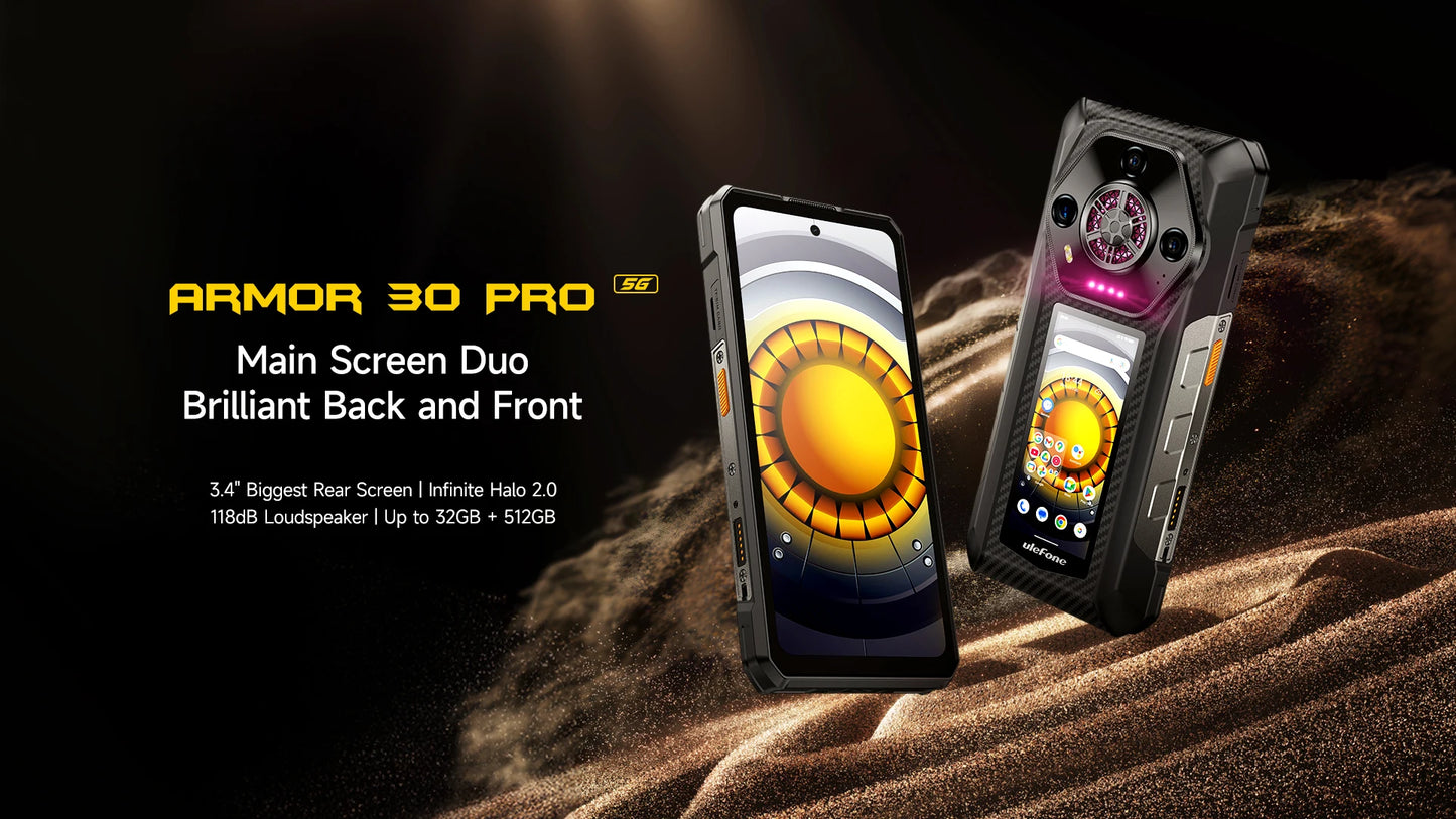 Ulefone Armor 30 Pro 5G Rugged Phone Android 14 Smartphone 6.95" 120Hz 32GB+512GB 12800mAh Night Camera 64MP NFC