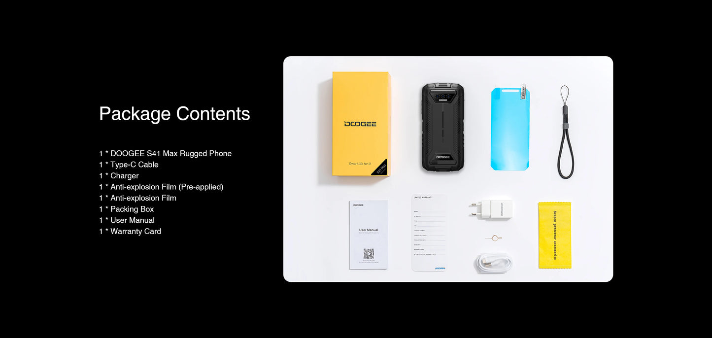 [World Premiere] DOOGEE S41 Max 16GB 256GB Rugged Smartphone 6300mAh 13MP AI Triple Camera Android 13 NFC 4G Cellphone