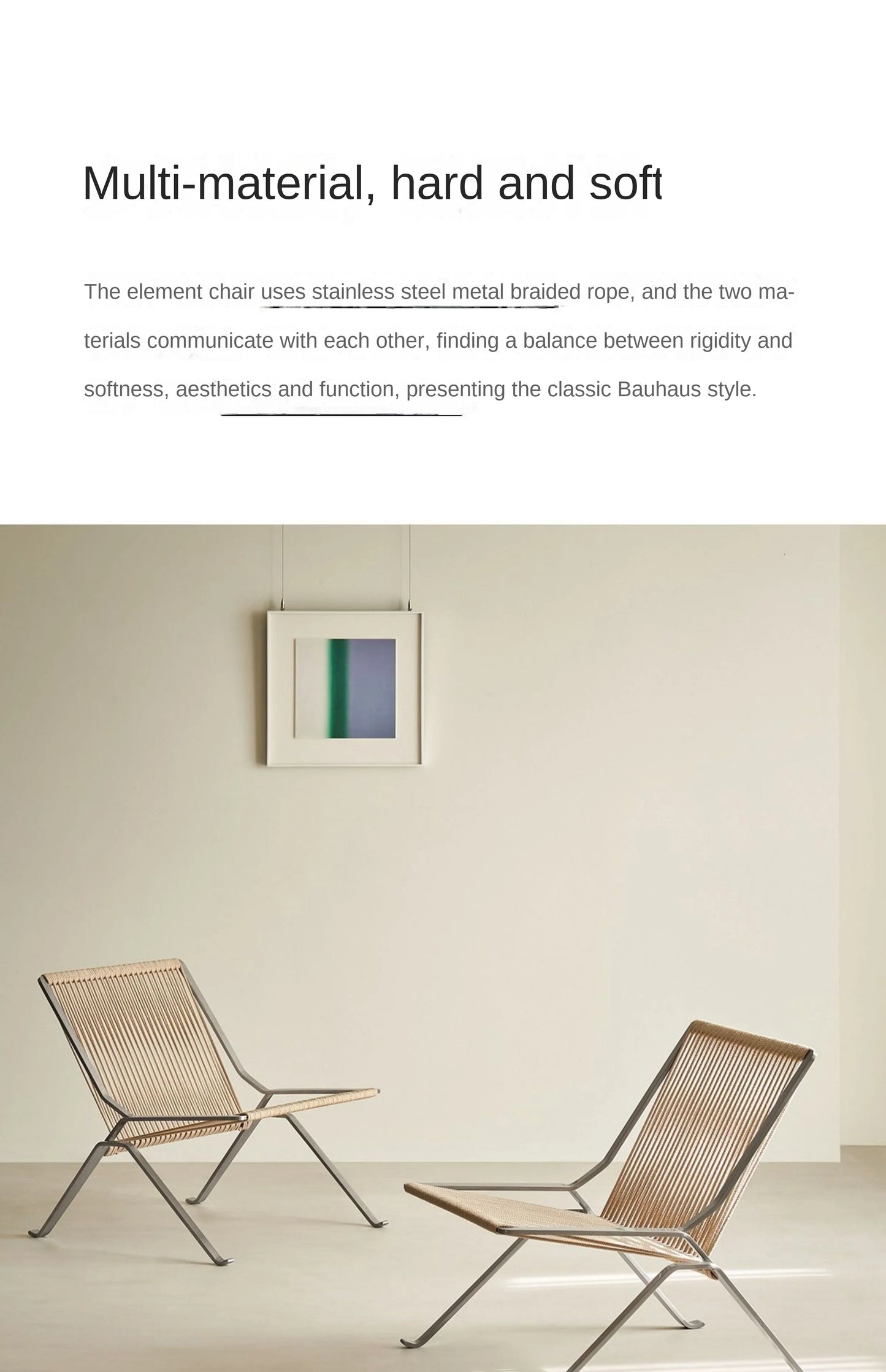 MOMO Bauhaus Single Lounge Chair Living Room Minimalist Rope Sofa Hotel Lounge Reception Chair Outdoor Woven Chair