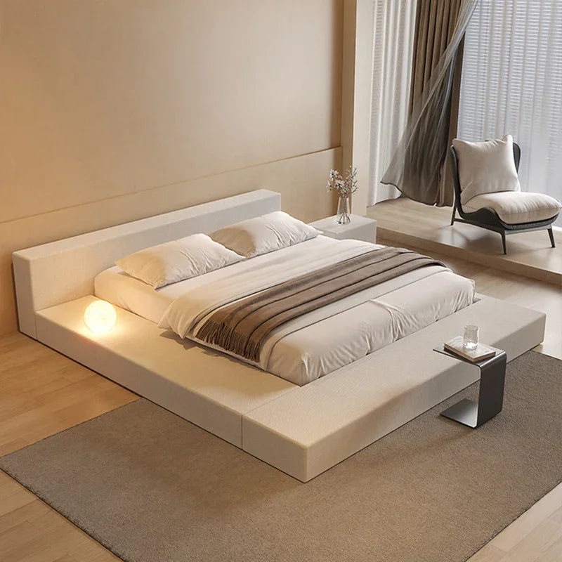 Japanese Minimalist Bed Tatami Cream Fashionable High Quality Modern Bed Wedding Confortable Double Muebles Bedroom Furniture