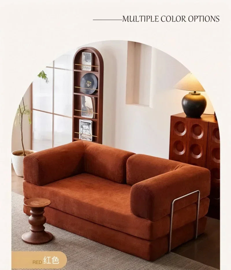 Elegant Italian Compressed Sofa Minimalist Retro Corduroy Sofa Bed Foldable Washable Customizable for Living Room