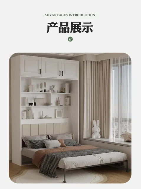 European Murphy Bed With Closet Organizer Drawers Full Size Bed Space-Saving Sleeping Salon Letto Matrimoniale Unique Furniture