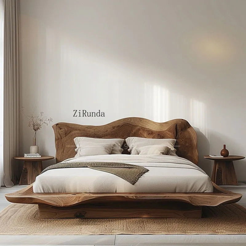 Simple tatami short bed solid wood floor bed 1.8 meters double bed