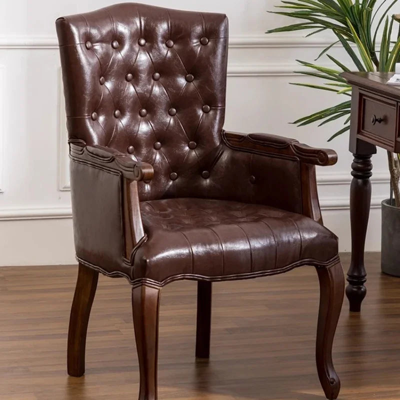 European Retro Single Leisure Armchair, Hotel Cafe Negotiation Tiger Chair,American Solid Wood Study Chair