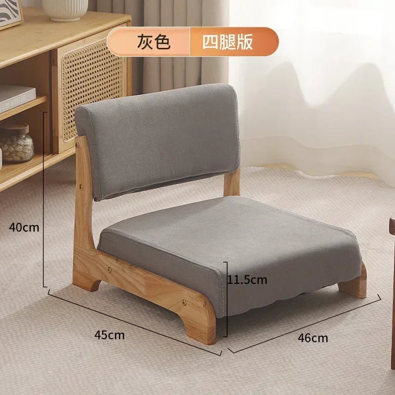 Japanese Tatami Chair Backrest Solid Wood Bed Legless Seat Bay Window Single Lazy Sofa Floor Chair Bedroom Sitting Furniture