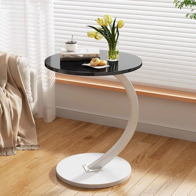 Light luxury round bedside coffee table home simple movable sofa side table for small apartments