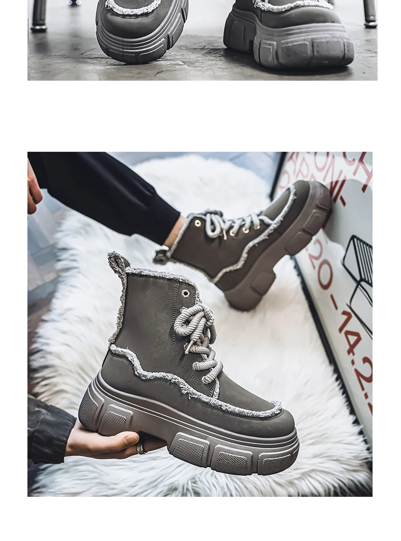 New Style Winter Retro Men's Ankle Tooling Boots High Quality Designed Casual Outdoor Mans Boot Platform British Style Men Shoes