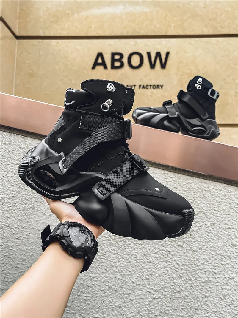 Men's Motorcycle Boots Autumn Winter Trendy All-match Leather Fashion Mans Shoes New High-tops Classic Simple Style Casual Boot