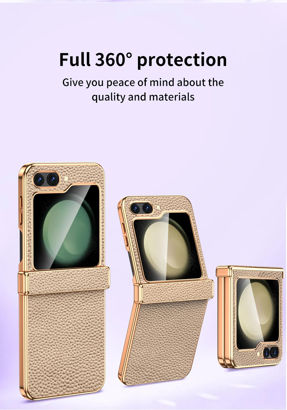 Cowhide Leather Phone Case for Samsung Galaxy Z Flip7 Flip6 Flip5 Flip 7 6 5 Luxury Hinge Protection Cover with Tempered Glass