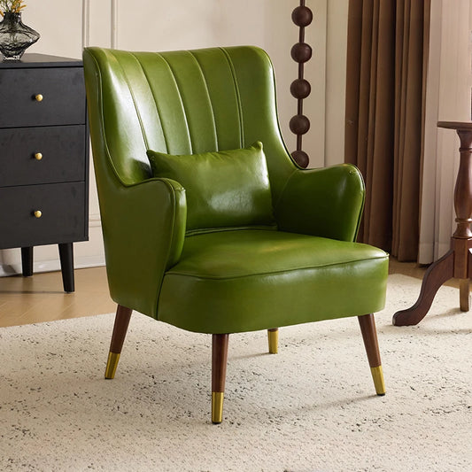 Elastic Ottoman Armrest Chair Leather Green Beaty Meditation Lazy Chair Balcony Relax Cadeiras De Sala De Estar Furniture