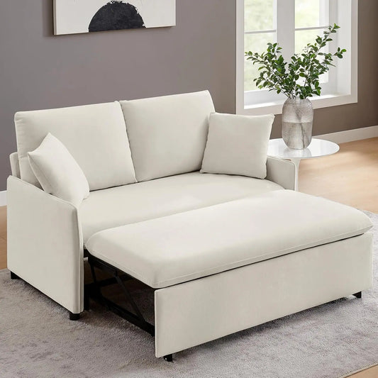 55“ Sofa Bed, 2 in 1 Sleeper Sofa with Detachable Chenille Cover, Easy to Assemble, Recliner Lounge, Comfy Futon