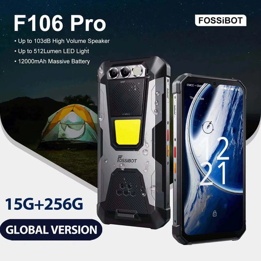 FOSSiBOT-F106PRO Rugged Smartphone, Android 14 Cellphone, 12000mAh, NFC, GPS, Helio G85, Mobile Phone, World Premiere