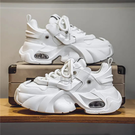 Fashion Thick Bottom Men's Casual Shoes New Rock Style Designer Platform Breathable Big Head Leather Male Sneakers Sport Shoes