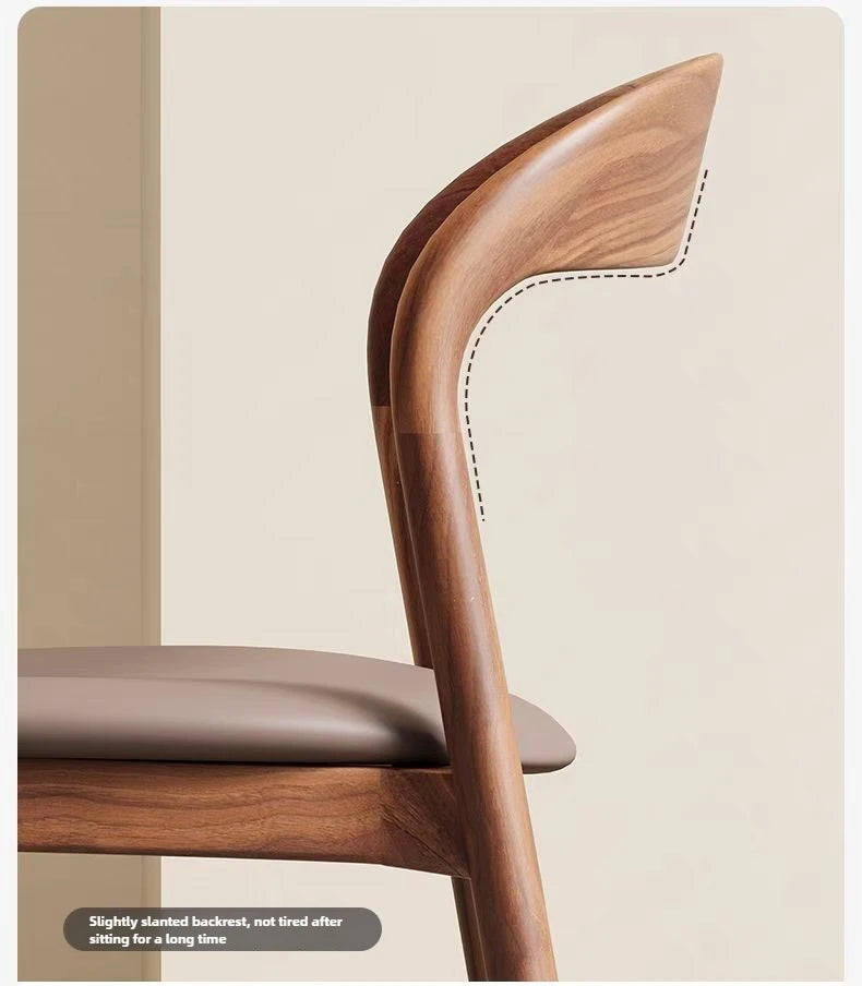 Italian Minimalist Solid Wood Dining Chair, Home Antique Style Backrest Chair, High-end Designer, Hotel Dining Study Chair