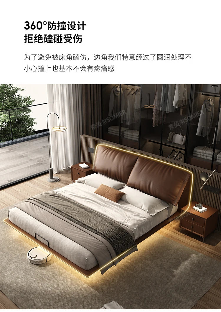 Soft Leather Luxury Double Bed Modern Adults Design Queen Loft Double Bed Bases Frames Camas De Dormitorio Bedroom Furniture