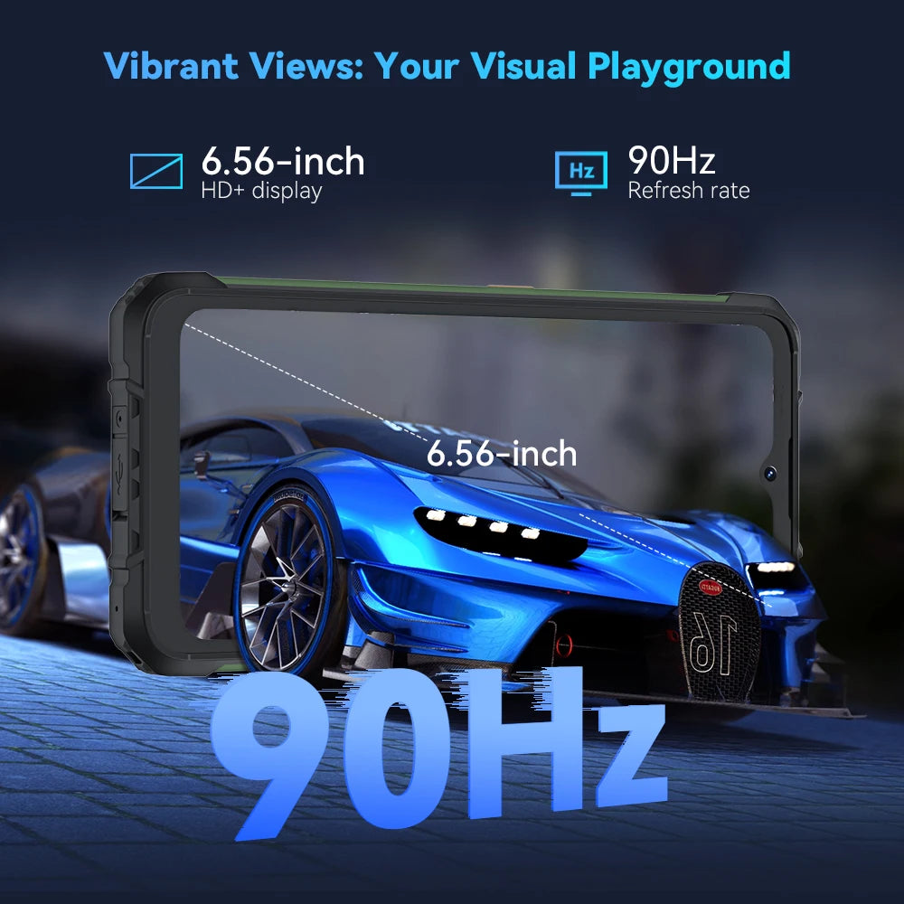 Cubot KingKong ACE 2 Ultra-thin Rugged Smartphone Android 14 16GB RAM(6GB+10GB),+128GB ROM 6.56" 90Hz Screen NFC Cell Phone