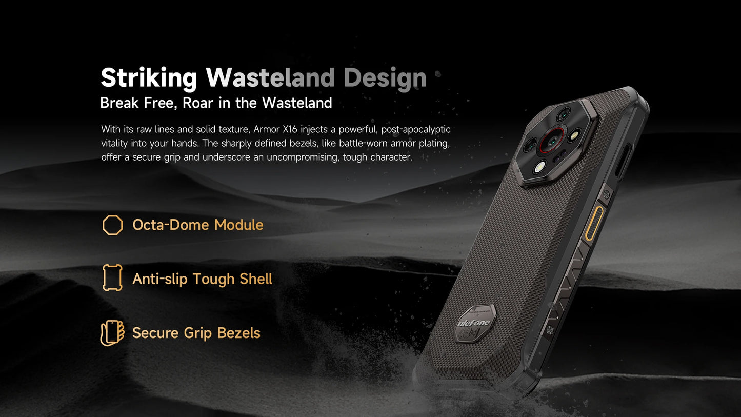 【World Premiere】Ulefone Armor X16 4G Rugged Phone 10360mAh Battery 128 GB ROM 120Hz 6.56"NFC Android 15 Smartphone Night Camera