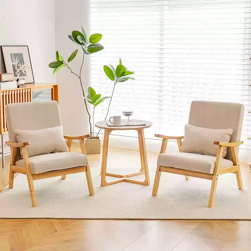 Single Sofa Chair, Boutique Hotel Guestroom Seat, Balcony Solid Wood Lounge Chair,    Leisure Chair for Cozy Spaces