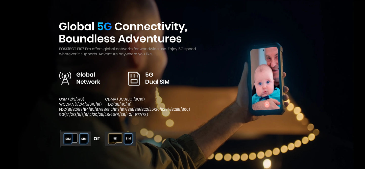 FOSSiBOT F107 PRO Rugged Smartphone Android 15 OS,30GB(12+18)+512GB ROM,6.95"FHD+ 5G Mobile Phone 28000mAh Battery,NFC/Face ID