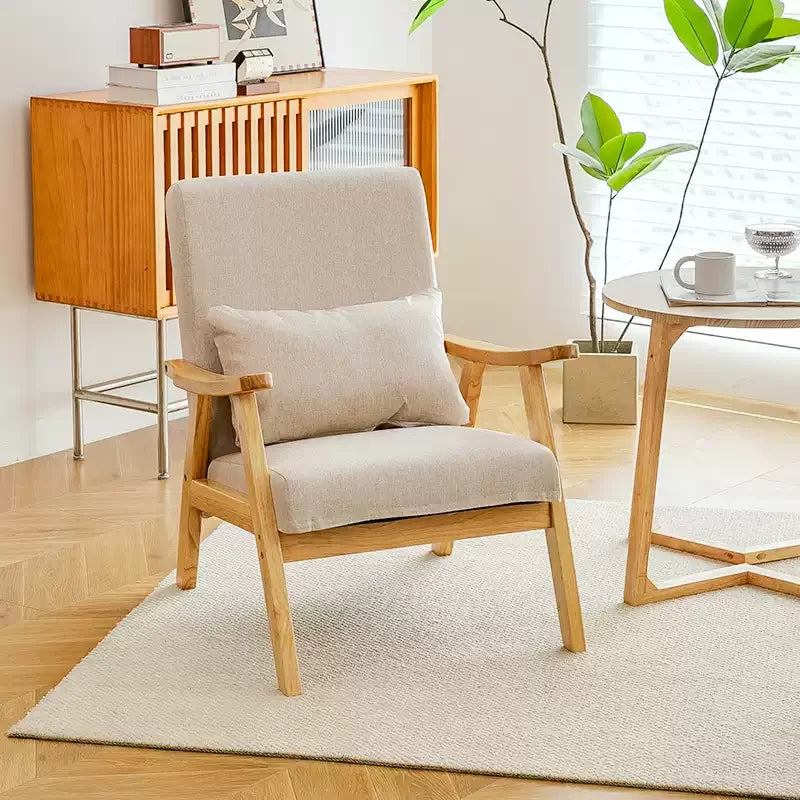 Single Sofa Chair, Boutique Hotel Guestroom Seat, Balcony Solid Wood Lounge Chair,    Leisure Chair for Cozy Spaces