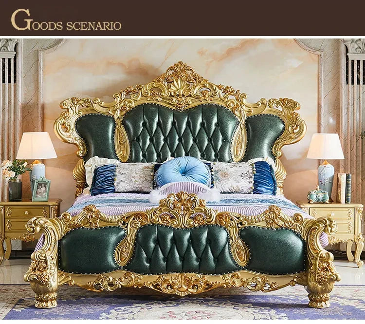Luxury European King Size Bed Frame Large Master Sleeping Design Bed Frame Bedding Floor Camas De Dormitorio Bedroom Furniture