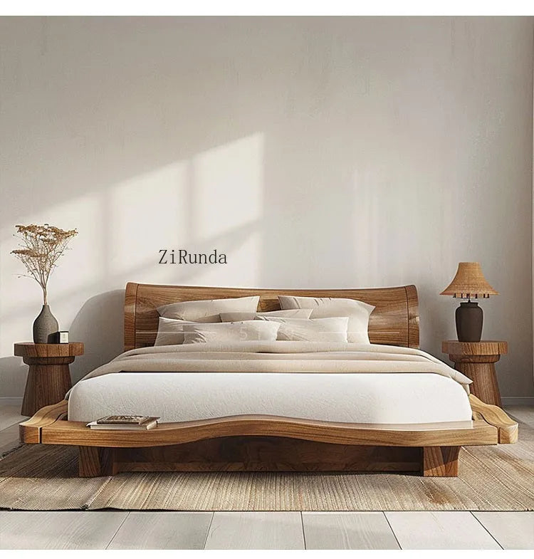 Simple tatami short bed solid wood floor bed 1.8 meters double bed