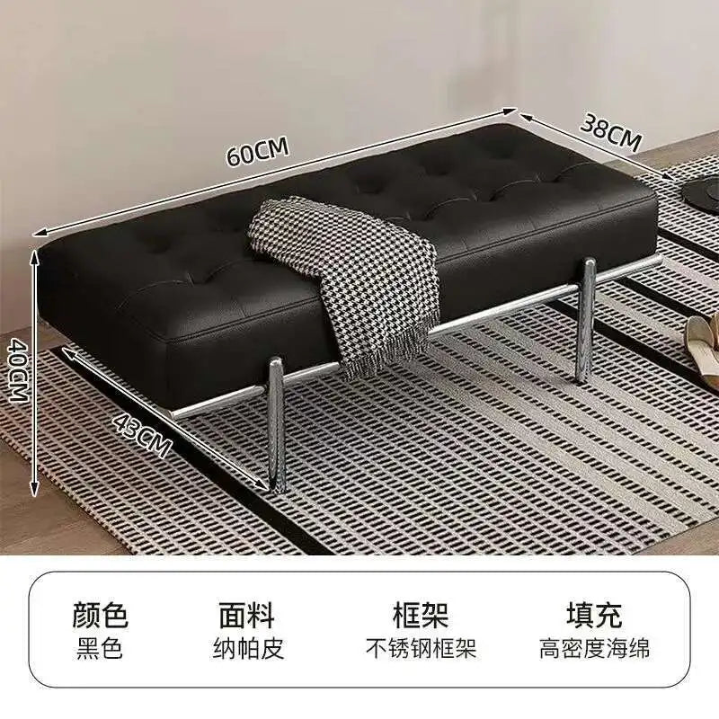 Entrance Porch Soft Shoe Bench Living Room Sofa Bench Bedroom Bed End Bench Metal Frame Integrated Benchs Minimalist Furniture