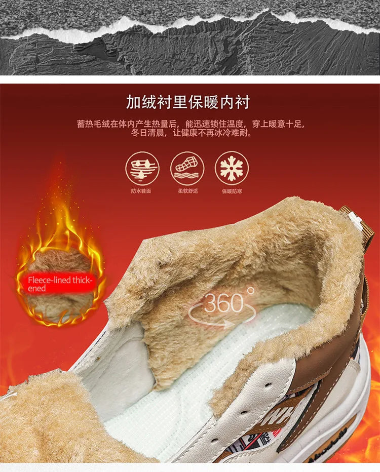 Mens Luxury Sneakers 2024 Winter Warm Platform Boots Mens Stylish Plus Velvet Designer Shoes Comfortable High Top Sports Boots