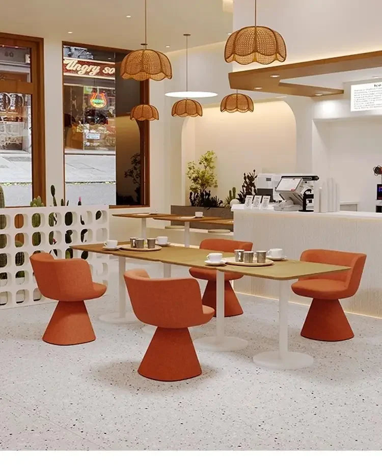 Italian Simple Dining Chair Rotable Vanity Chair Cream Style Home Bedroom Nordic Makeup Stool Hotel Reception Chair Furniture